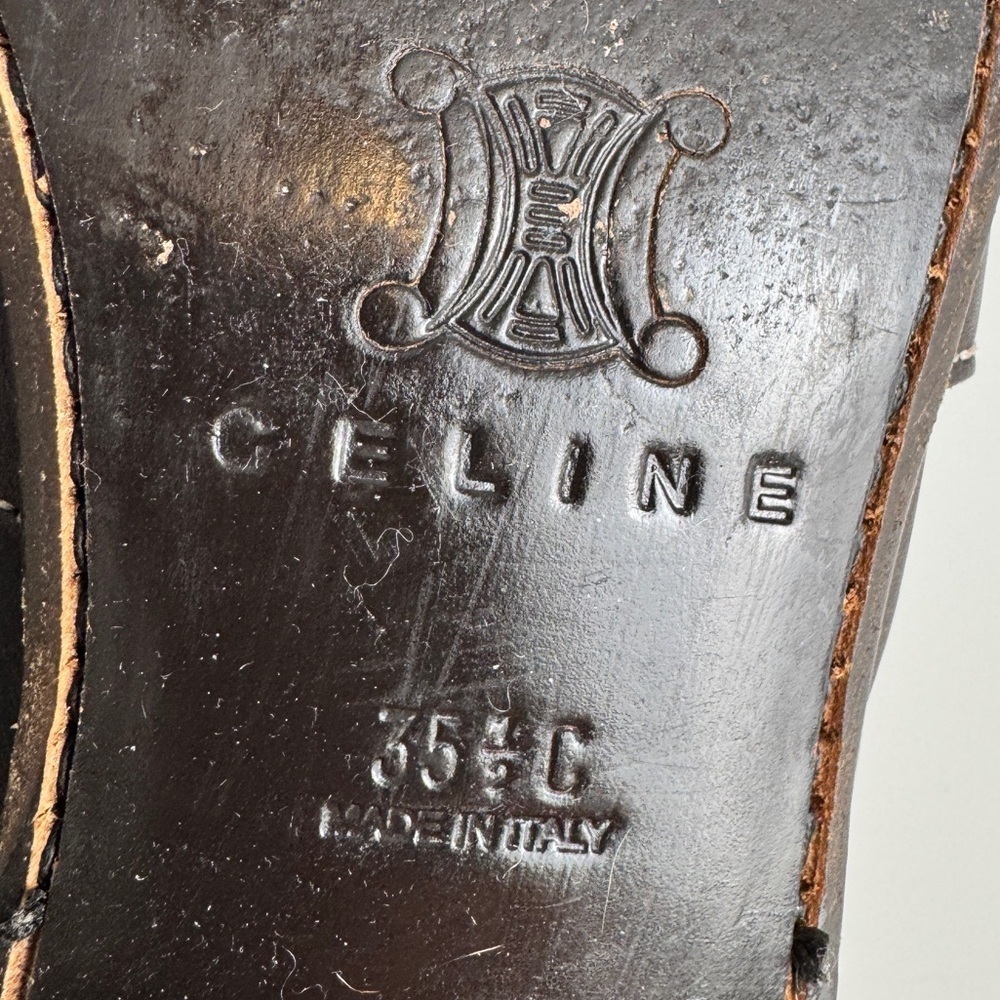 Celine Brown Leather Contrast Stitching Loafer size 35.5 C - Picture 6 of 8